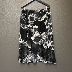 Vintage Seventh Avenue Floral Flowy Skirt Large